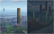Two shipwrecks east of the village (Image via Minecraft 1.19)